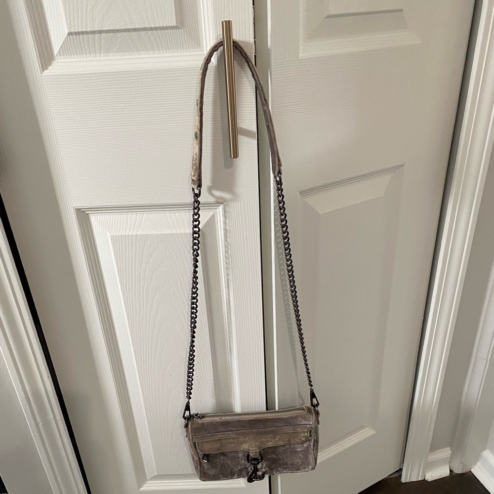 Rebecca Minkoff Grey crush velvet Crossbody